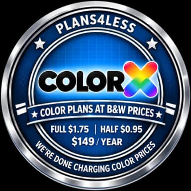 Plans4Less ColorX: color plans at B&W prices, full $1.75, half $0.95, $149 per year